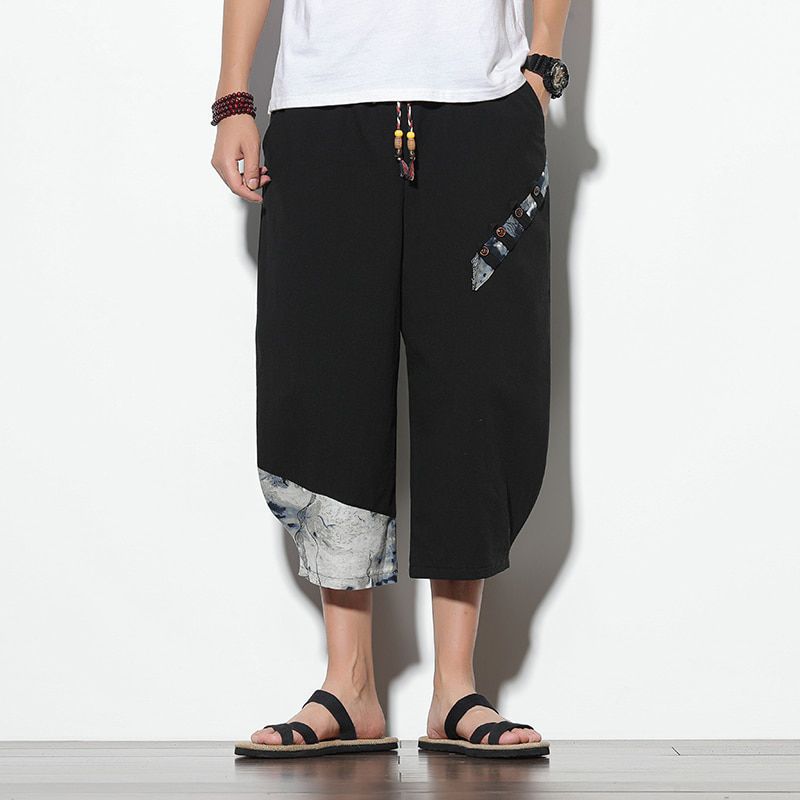 Men Harem Pants Korean Style Summer Casual Pants Mens Cotton Loose Trousers Male Oversized Calf-Length Pants Men