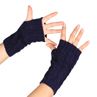 Women Solid Color Half Finger Thumb Hole Gloves Knitted Winter Wrist Arm Warmer