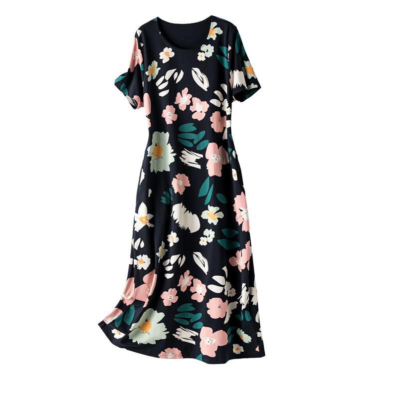 Maxi Dresses For Women Plus Size Dress Print Polo Vestido Casual Straight Female Pockets Cotton Elegant Summer Clothes For Women