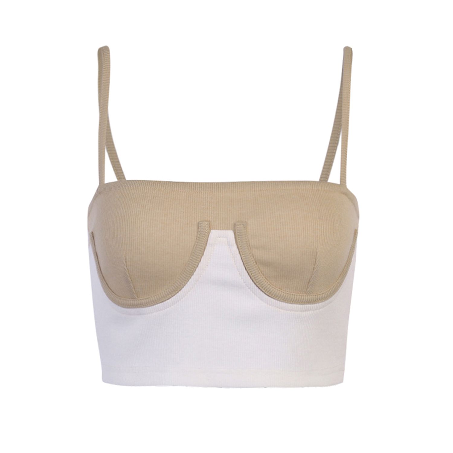 New Women's Fashion Color Contrast Camisole Summer  Backless Exposed Navel Tube Top