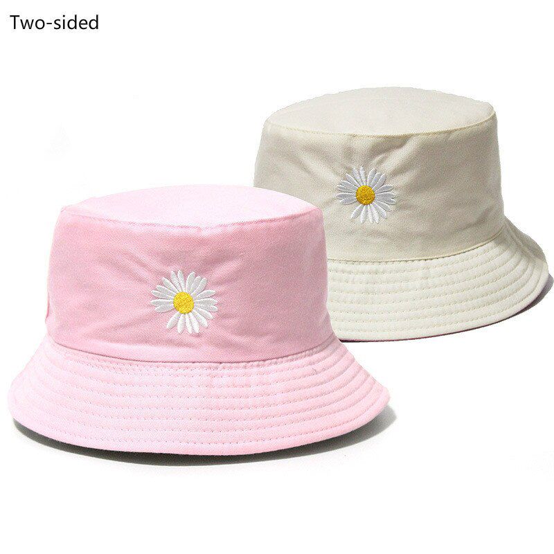 Spring Summer Daisies Bucket Women Men Cotton Fashion Sad Boy Cap Girl Double-Sided Daisy Bob Femme Floral Fisherman Hat