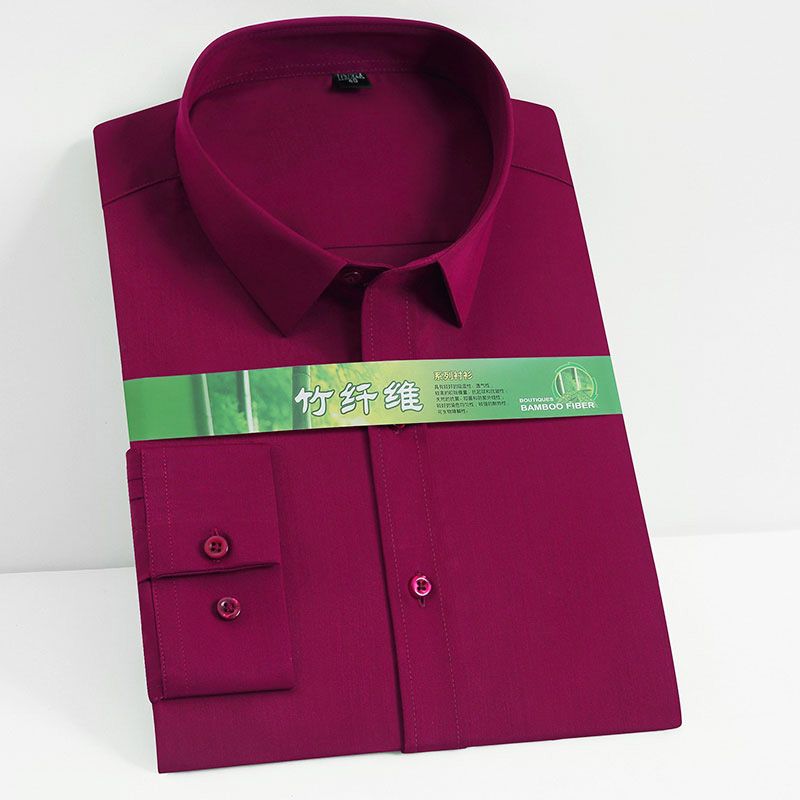 Business Men Long Sleeve Dress Shirt Solid Color Non-iron Work Regular Fit Soft Quality Office Formal Social Smart Casual Shirt