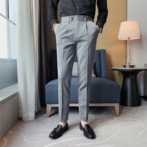 2022 Spring Mens Business Dress Pants Unique Design Slim Office Social Suit Pants Streetwear Casual Wedding Formal Suit Trousers