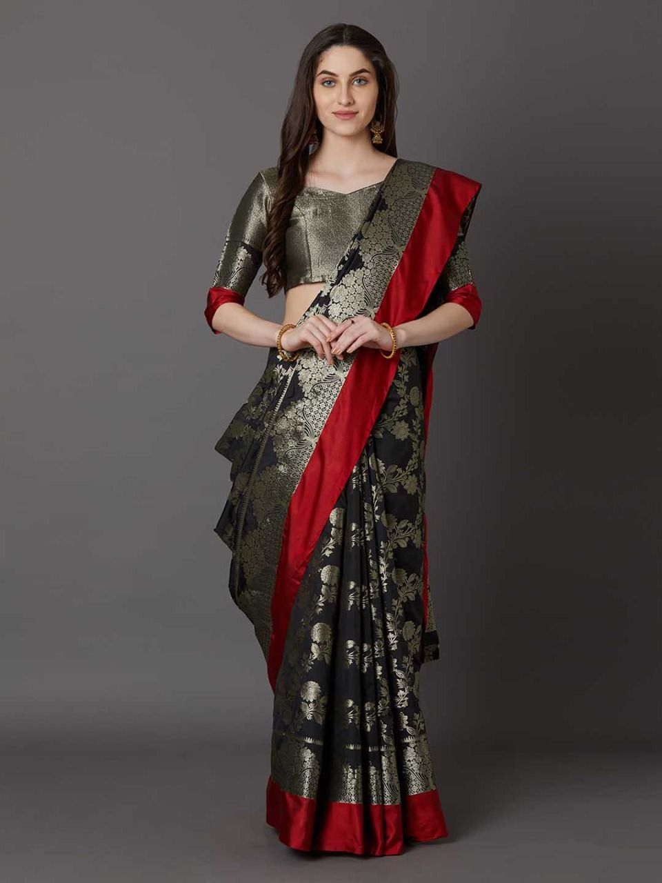 Printed Silk Saree With Matching Blouse Piece For Women