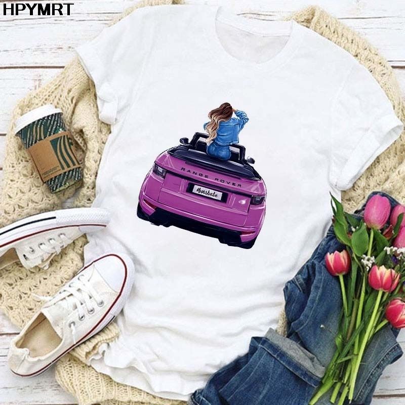 Summer Women T Shirt Casual Tops Tee White Short Sleeve T Shirt Woman Beauty of Bouquet Printed Harajuku Lady T-shirt Clothing