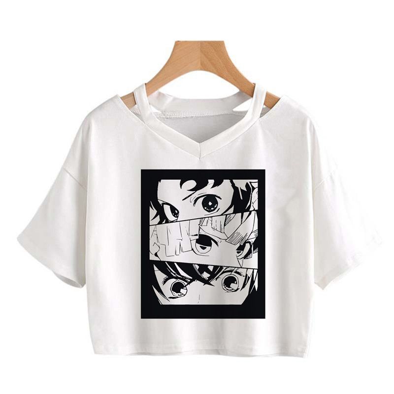 Jnese Anime Demon Slayer T Shirt Kawaii Kimetsu No Yaiba Graphic Tees Tanjirou Kamado Tops Funny Tshirt Manga T-shirt Female