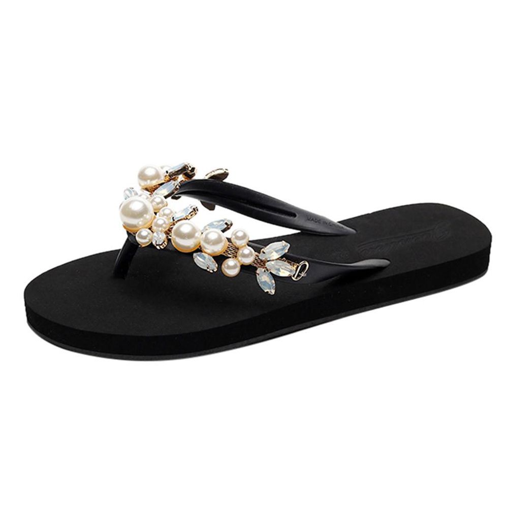 Women Ladies Fashion Korean Style Summer Crystal Bohemian Style house slippers Beach sandalkasuts Shoes 35-39 womenshoes