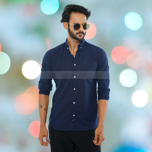 Styles Oxford Shirt Navy Blue  color For Men Collection by Fine Tex Bd