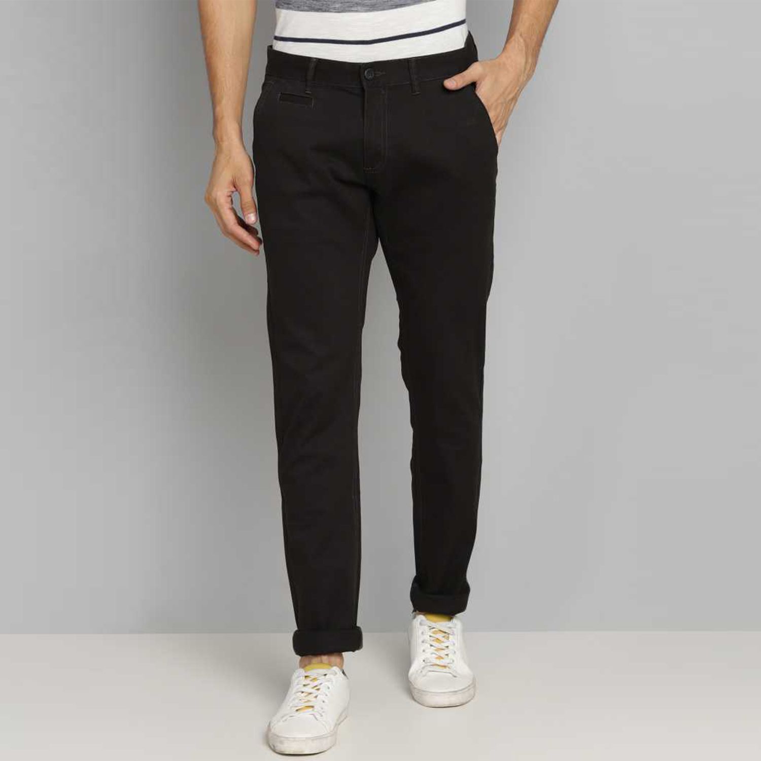 Slim-Fit Chino Gabardine Pants - Black