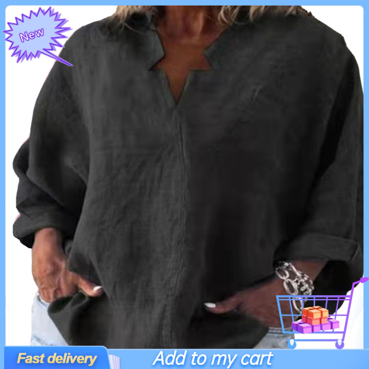 Women Blouse Solid Color V Neck Summer Long Sleeve Hollow Out Top for Party