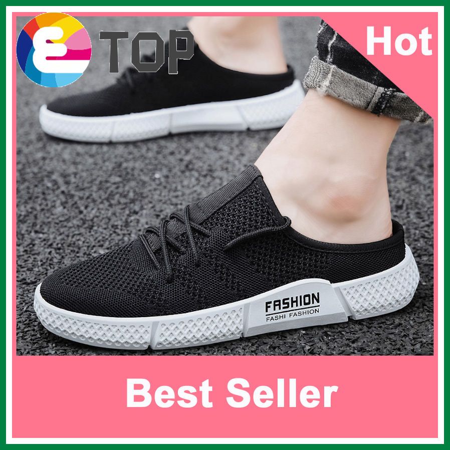 【Higher Quality】Korean Half Shoes for men Half Slippers Sandals Loafers for men New Fashion Casual Shoes Mules for men