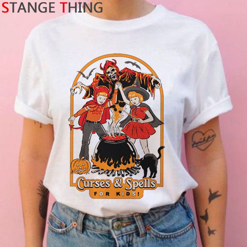 Satan Demon Grim Reaper Harajuku T Shirt Satanism Halloween T- Shirt Women Horror Tshirt Satanist Hell Ullzang Top Tees Female