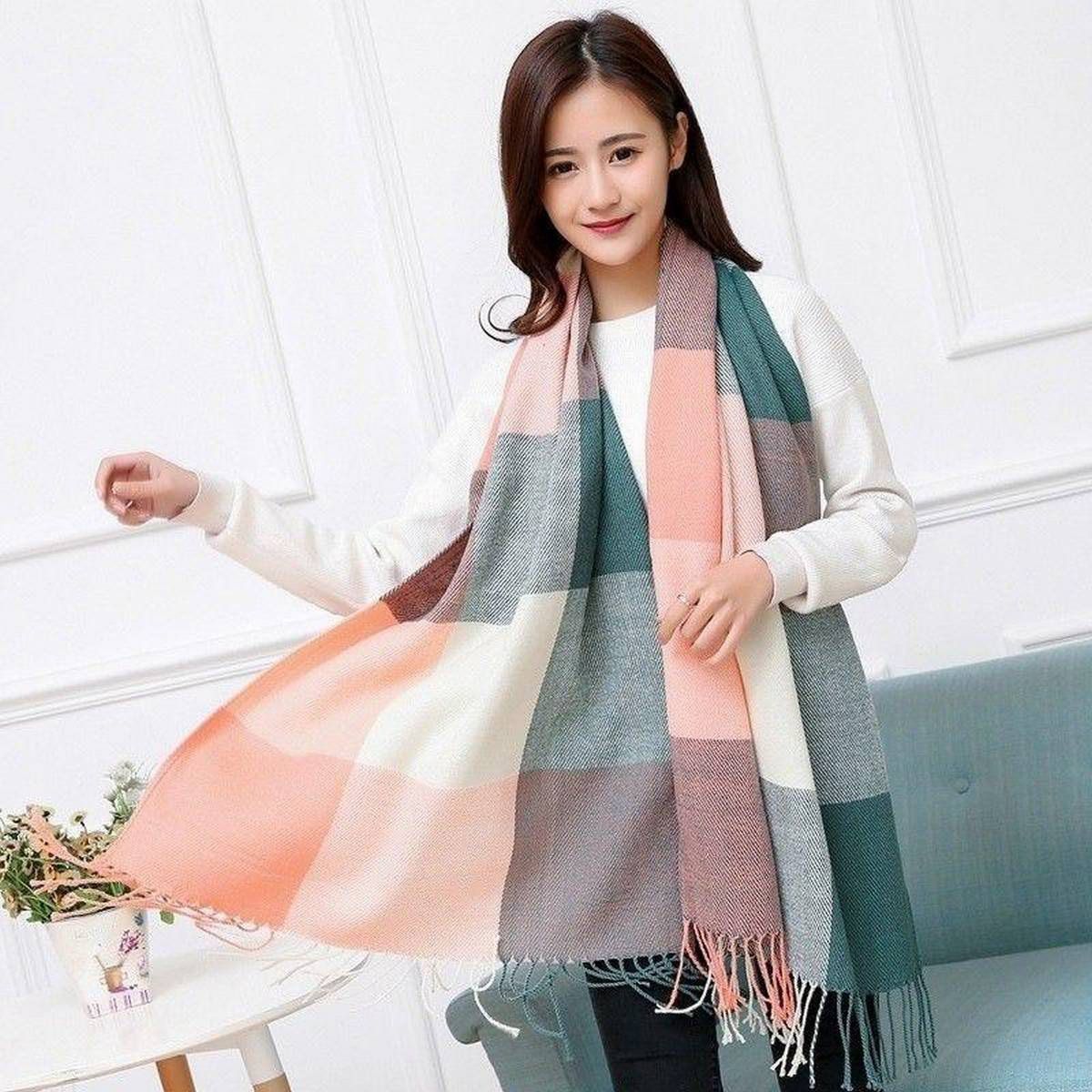 NEW FASHION WOMEN CASHMERE SCARF MADE IN SCOTLAND PLAID DESIGN SUPER SOFT UNISEX