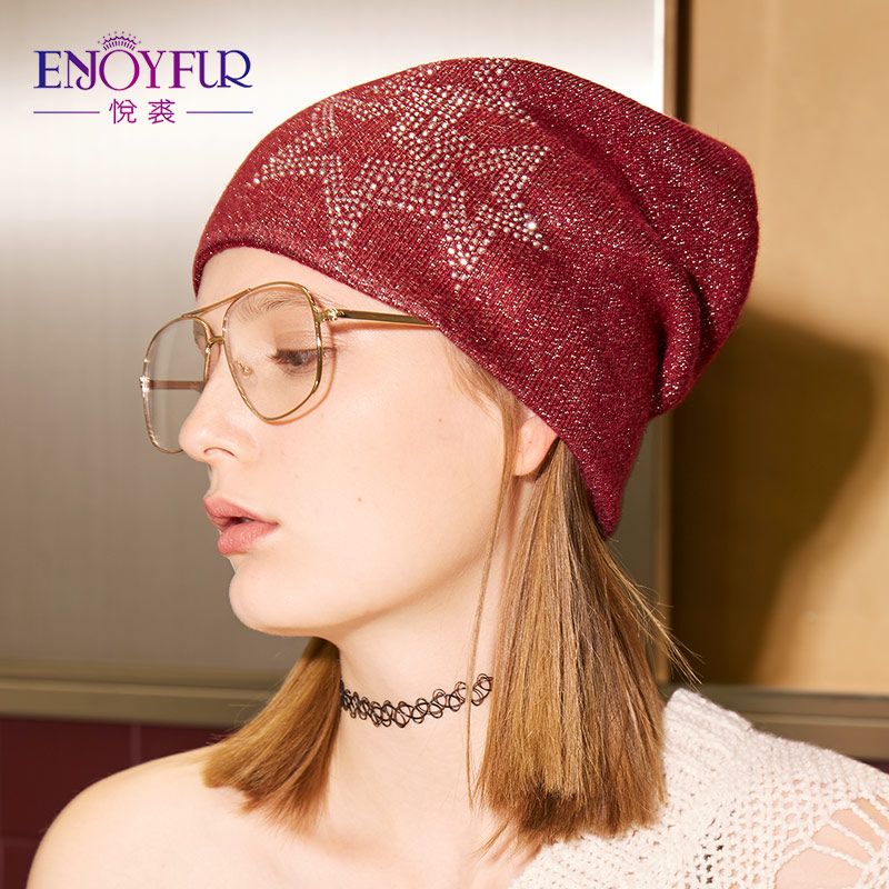 ENJOYFUR Slouchy Winter Hat Wool Knitted Women's Hats Falls Cap Girl Warm Skullies Beanies