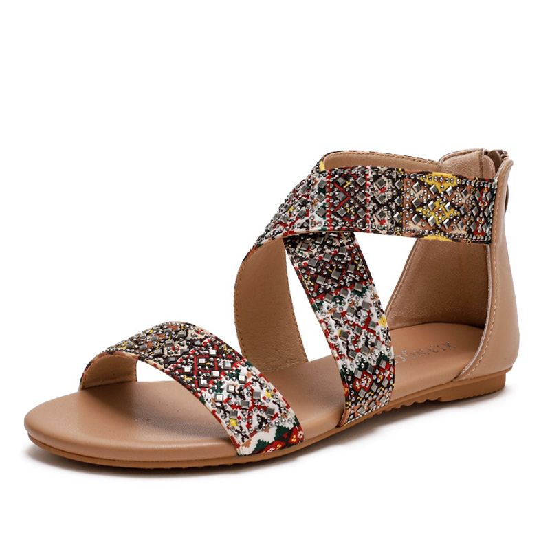 Ladies Summer Sandals Bohemian Ethnic Beach Flat Shoes