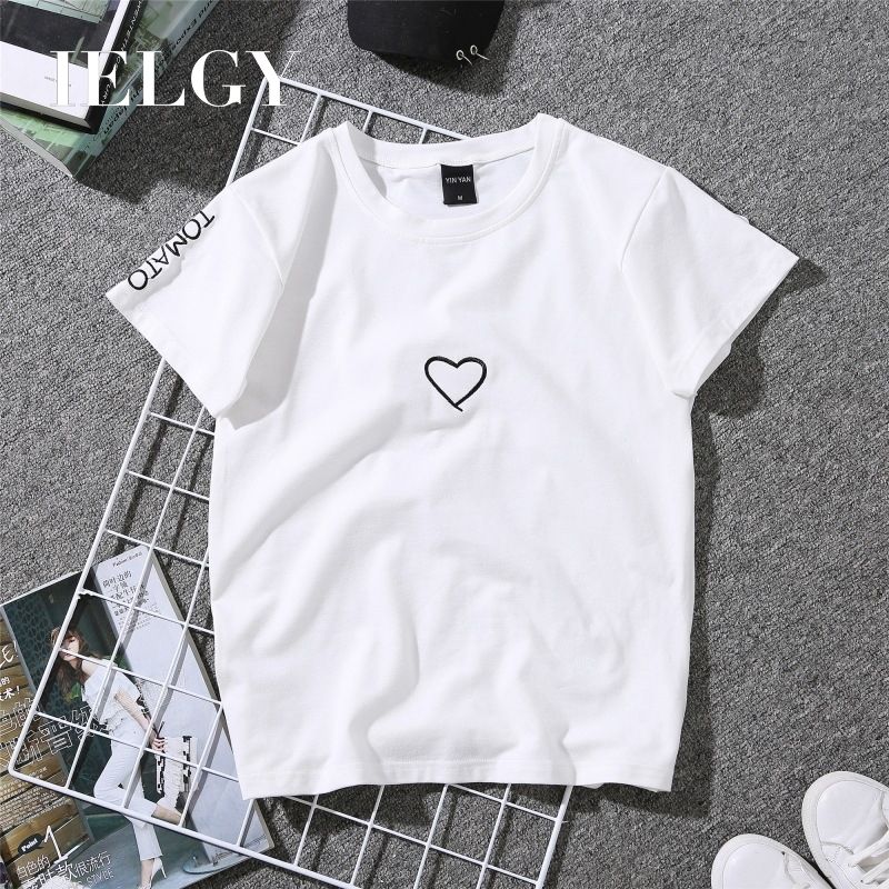 IELGY Fashion Simple Wild Short Sleeve Embroidered Letters Plus Size Couple T-Shirt