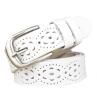 Stylish Women Solid Color Faux Leather Hollow Moon Pin Buckle Waist Belt Strap