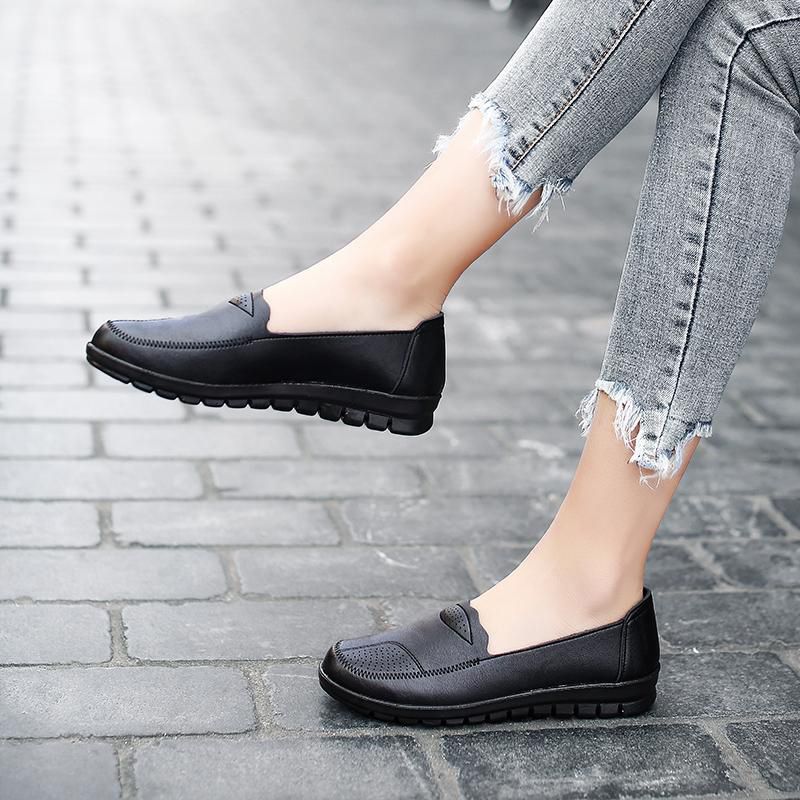 【FOOT SOFA】Flats Leather Shoes Women Fashion Shoes Loafers Slip On Footwear