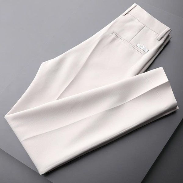 2022 New Korean Ice Silk Trousers Men Casual Suit Pants Summer Thin Casual Men Ankle-Length Pencil Pants Large Size Trousers