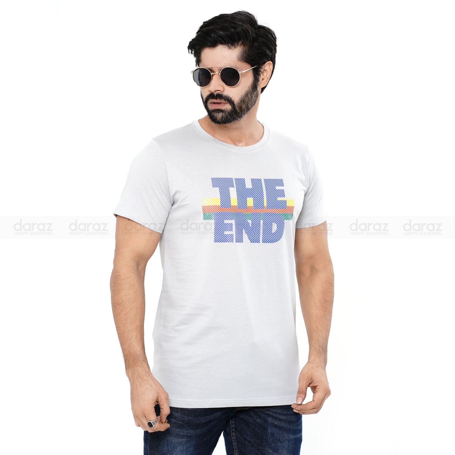 Bluish Grey Color Short Sleeve T-Shirt For Men