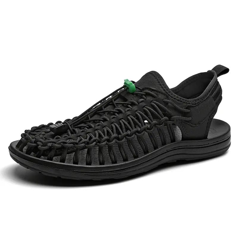 Summer Men's hand Woven Hollow Sandals Soft Bottom Anti Slip Casual Shoes Multi Color Flat Bottomed Beach Shoes