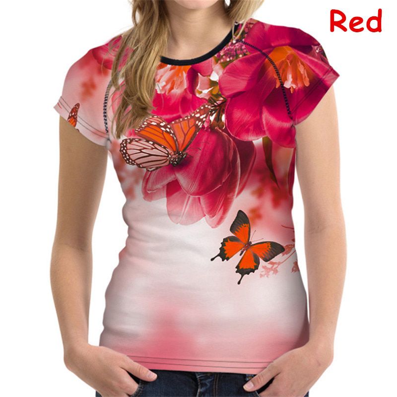 2021 Novelty Butterfly 3d Printed t shirt woman tshirts harajuku Short sleeve fashion Soft Comfort tops summer new women t-shirt