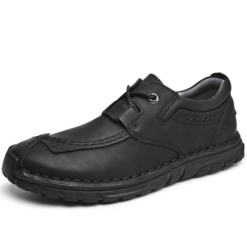 New Autumn Casual Leather Shoes Men Comfortable Outdoor Leather Men Shoes Slip On Breathable Flats Shoe  Loafers