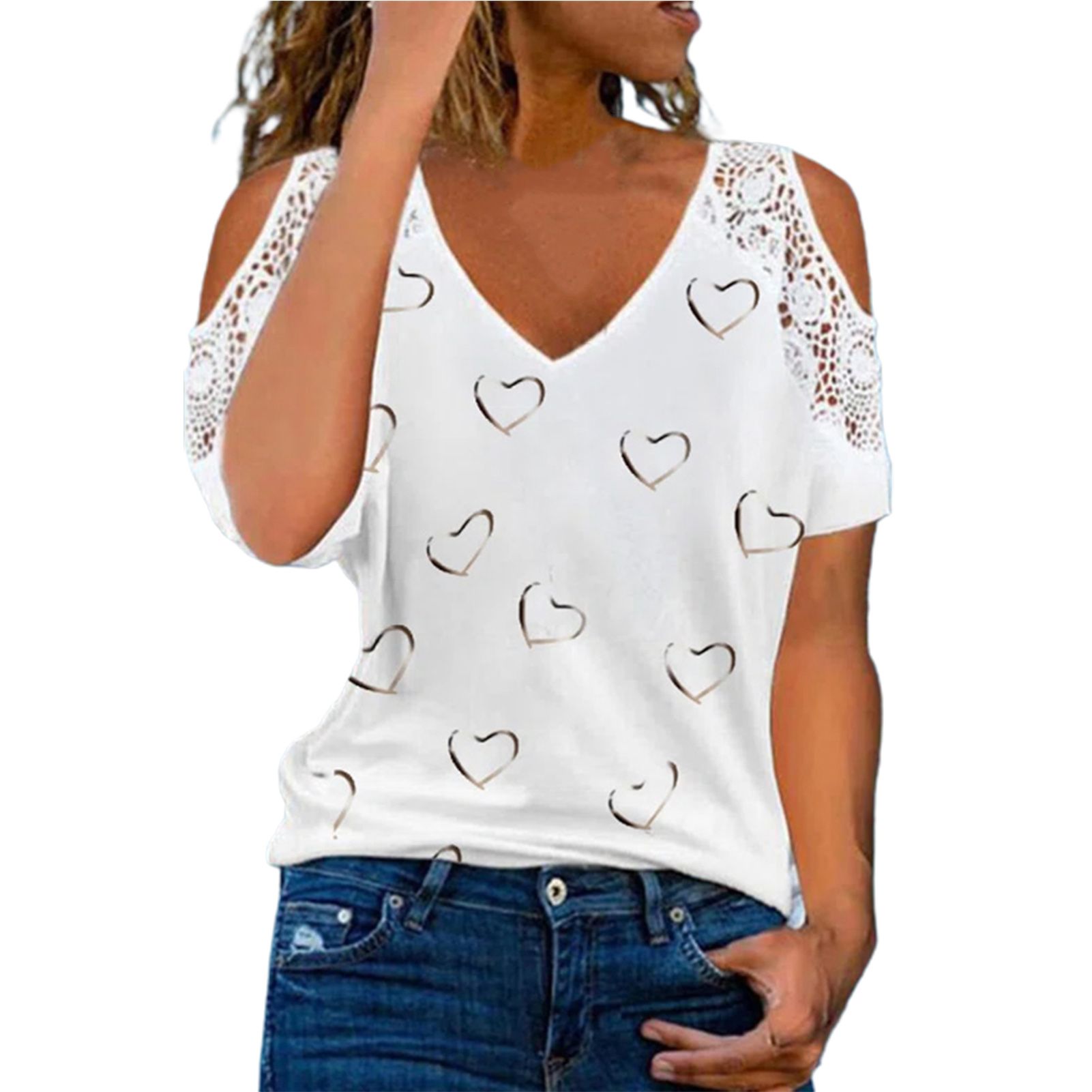 Summer T-shirt Lightweight Cut Out Le Short Sleeve Lady T-shirt