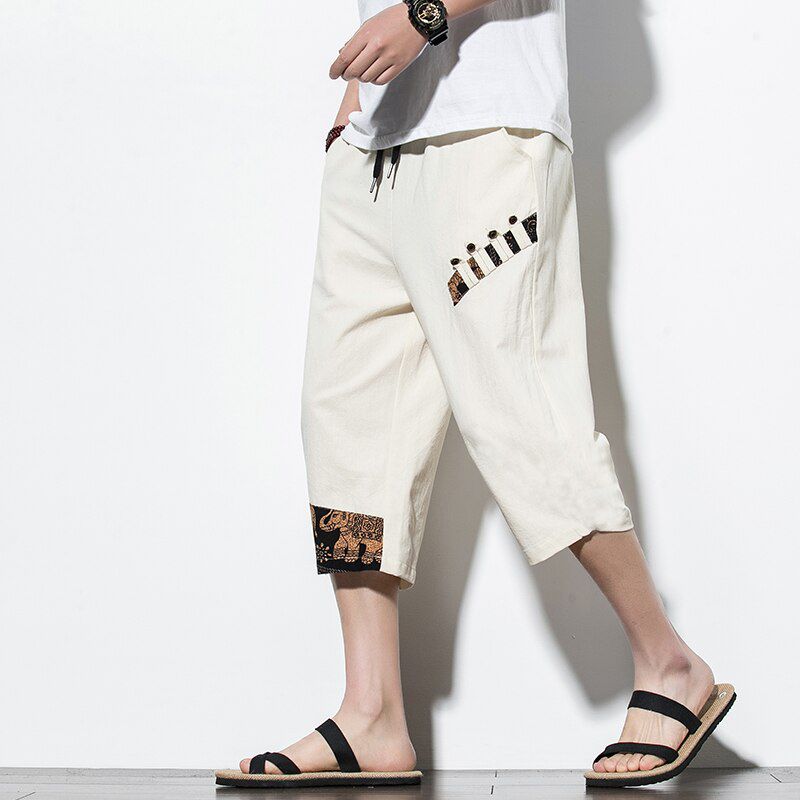Calf-Length Cotton Pants Men Trousers Streetwear Joggers Pants Men Fashions Loose Sweatpants Trousers Men Pants