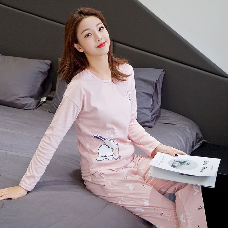 Pajamas Set Night Suit Leisure Wear Women Pyjamas Autumn Cartoon Nightwear Sleepwear Home Wear Loungewear Home Clothing