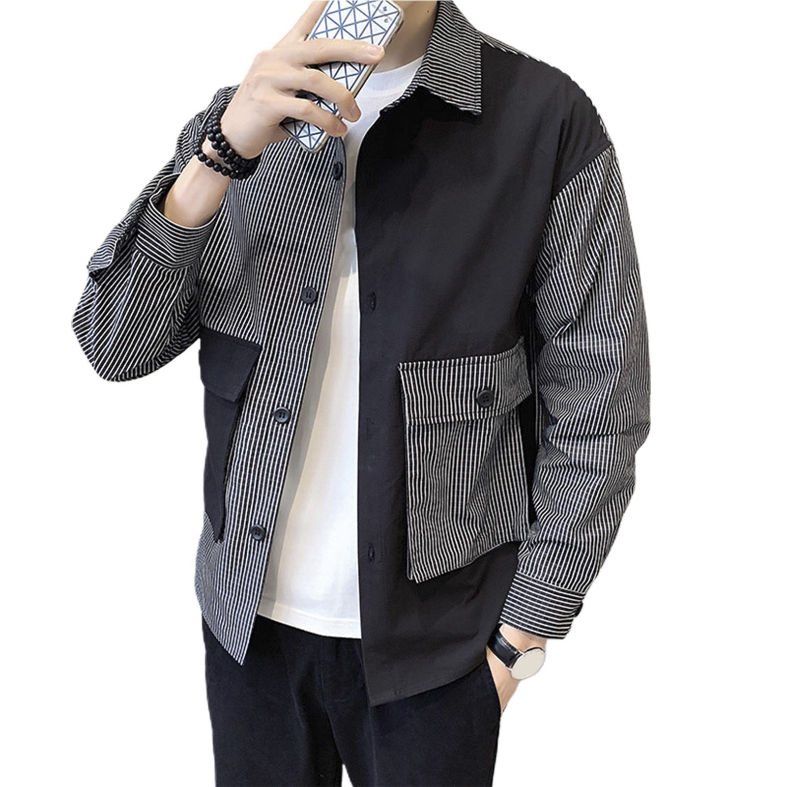 Men Shirt All Match Single-ed Spring Tops