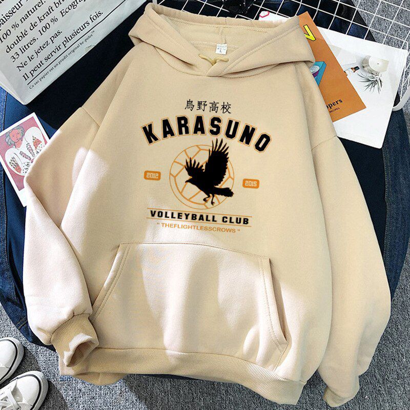 90s Japanese Anime Haikyuu Hoodies Men Funny Karasuno Fly High Graphic Streetwear Winter Warm Fashion Unisex Sweatshirts Male