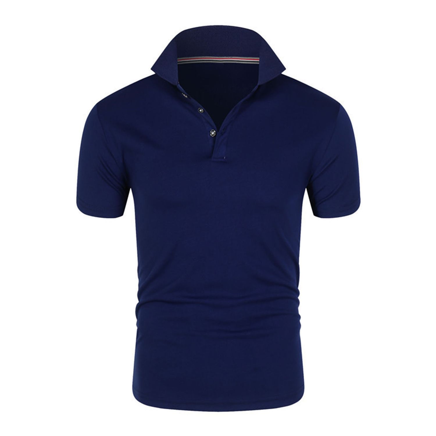 Turn-down Men Shirt Collar Solid Color Comfy Buttons Short Sleeve Stretchy Shirt Streetwear
