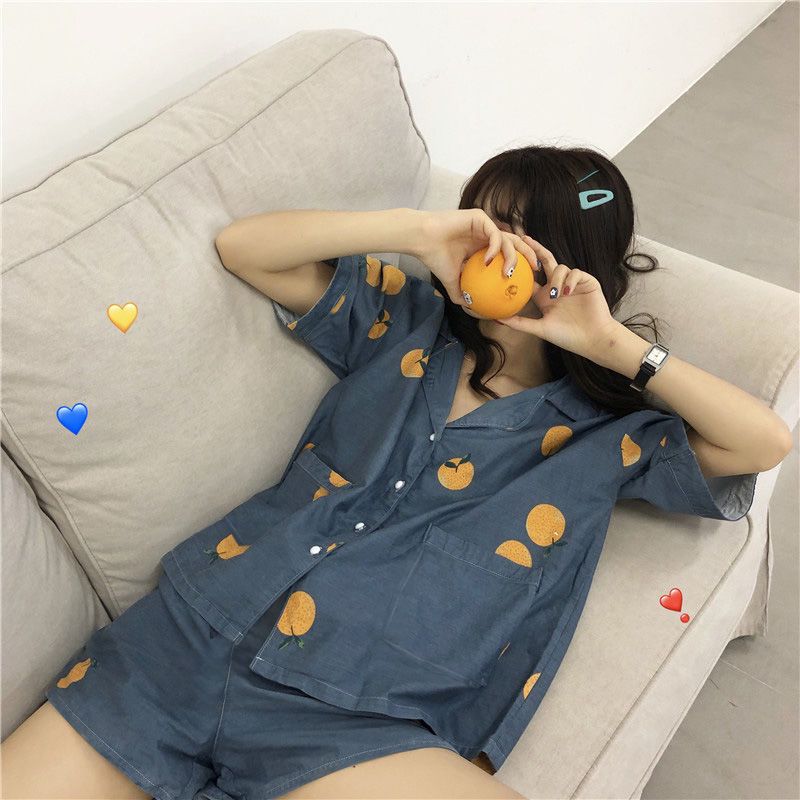 Pajama Sets Women  Korean Chic Print Sweet Summer Ins Shrort Sleeve Schoolgirls Pajama Homewear Kawaii Soft Fashion Sleepwear