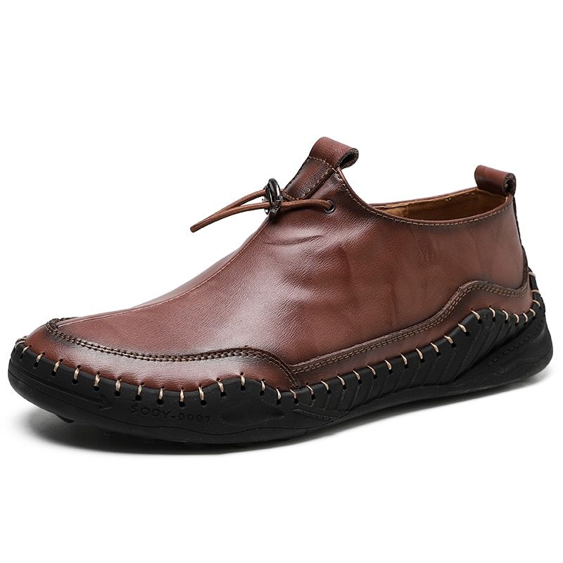 Fashion New Men's Shoes Fashion Men Slip On Leather Driving Flats Shoes Handmade All Match Men Zipper Loafers
