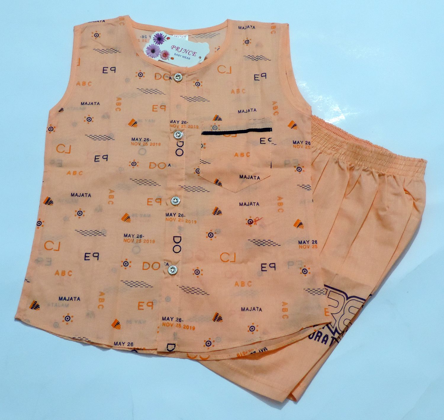 (3-4 Years) Kids Summer Stylish Sleeve less Cotton Fotua Soft Pleated Cotton Fabric
