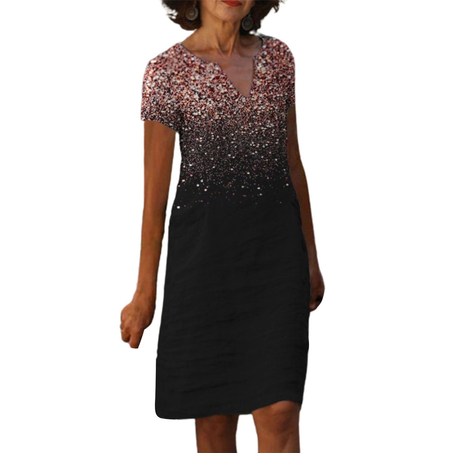 Wedding Dress Short Sleeve Loose-fitting Knee Length Dress