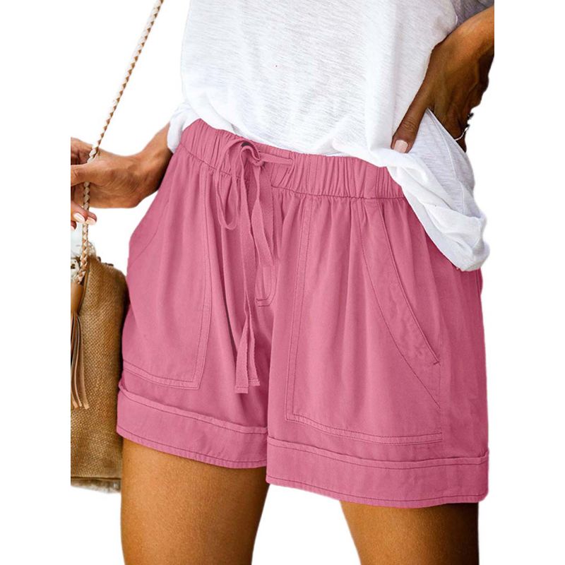 Women's Shorts, Summer Pants, Lace-up High Waist Leopard Printed Casual Loose Clothes with Pockets