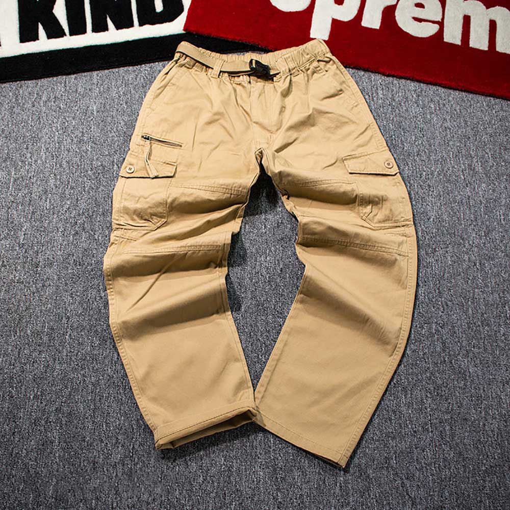 Trendy Cargo Pants Men Casual Cotton Straight Loose Baggy Trousers   Style Tactical Plus Size Clothing