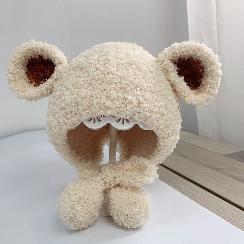 2020 Bear Thicken knitted hat winter warm hat Skullies cap beanie hats for Kids boy and girl 12