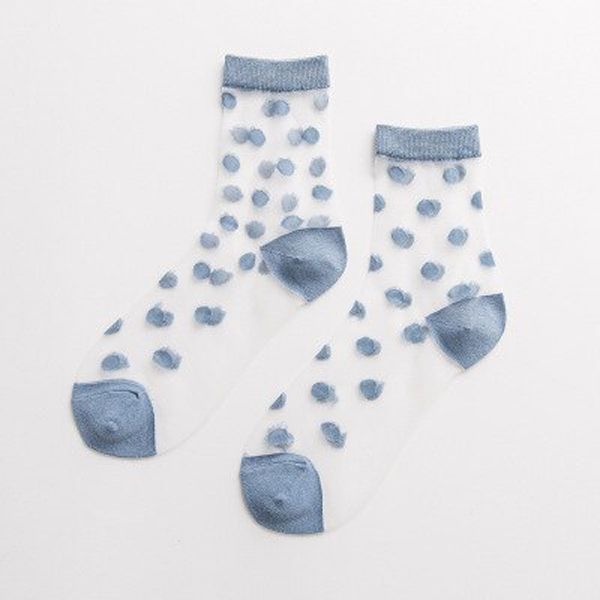 Polka dot crystal happy transparent socks women candy color transparent thin van gogh socks carcetines mujer meias coloridas