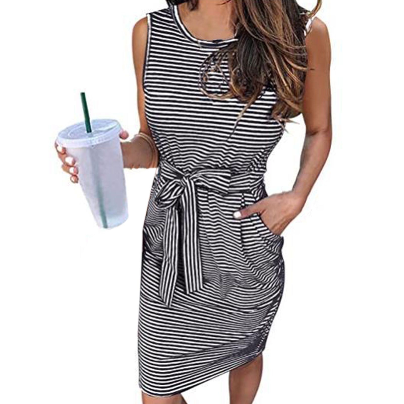 Vest Dress Slim Tament Knee Length Dress