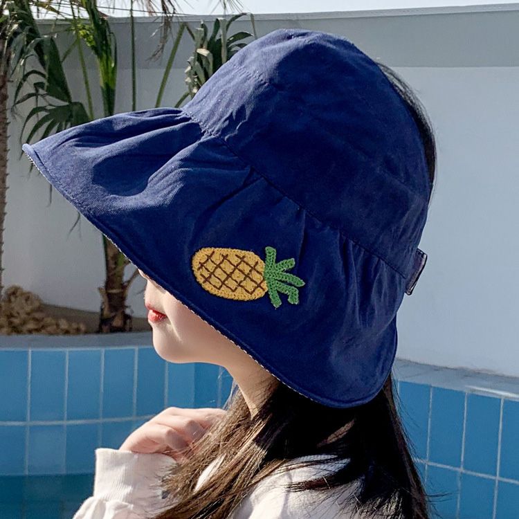 Loldeal Internet Celebrity Small Fruit Children's Sun-Proof Face Cover Air Top Sun Hat Girls' Summer Big Brim Baby Sun Hat 50-54cm
