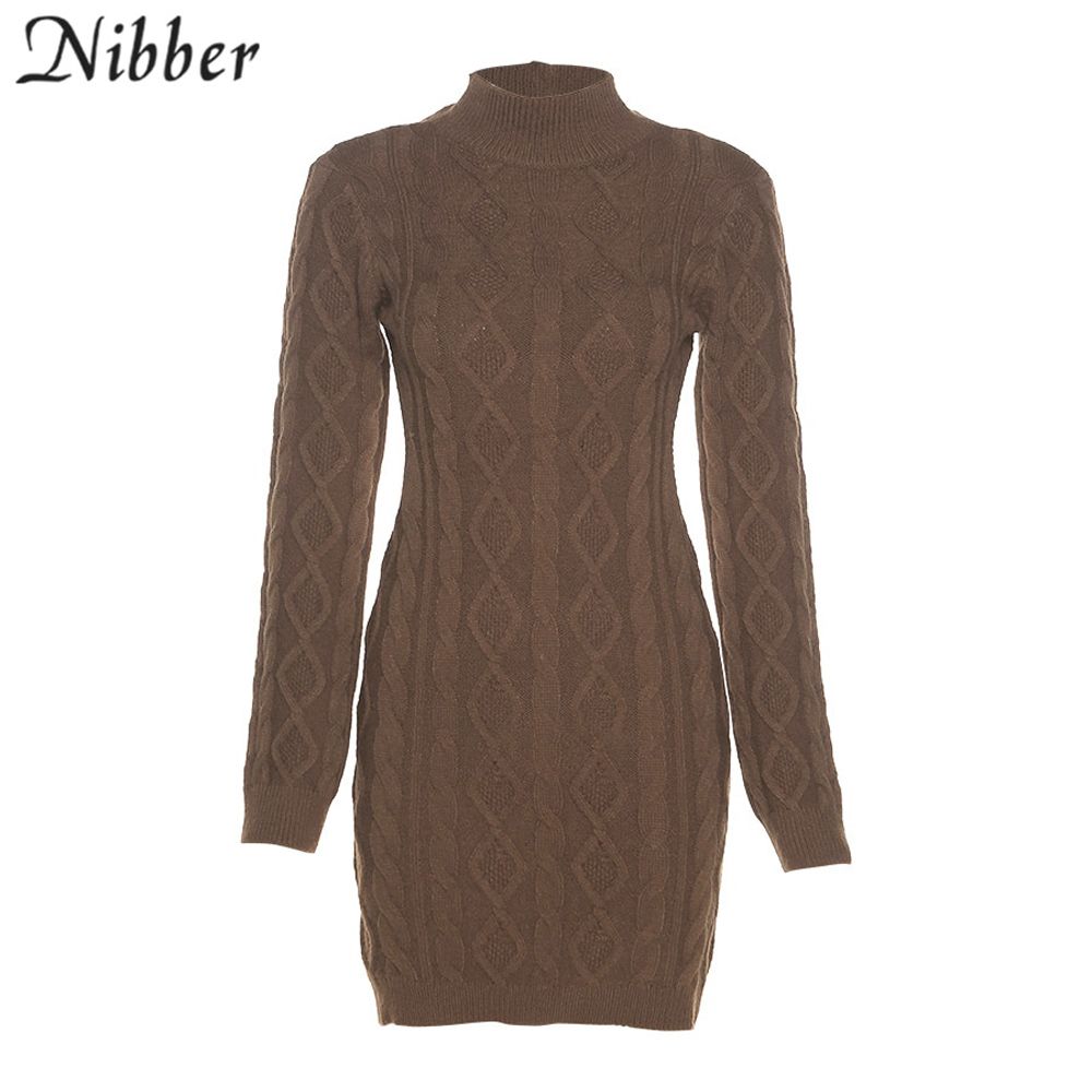 Nibber Autumn Mini Knit Dress For Women Clothing Basic  Backless Wool Dress Fall winter Luxurious ChristWear 2021 Outfit