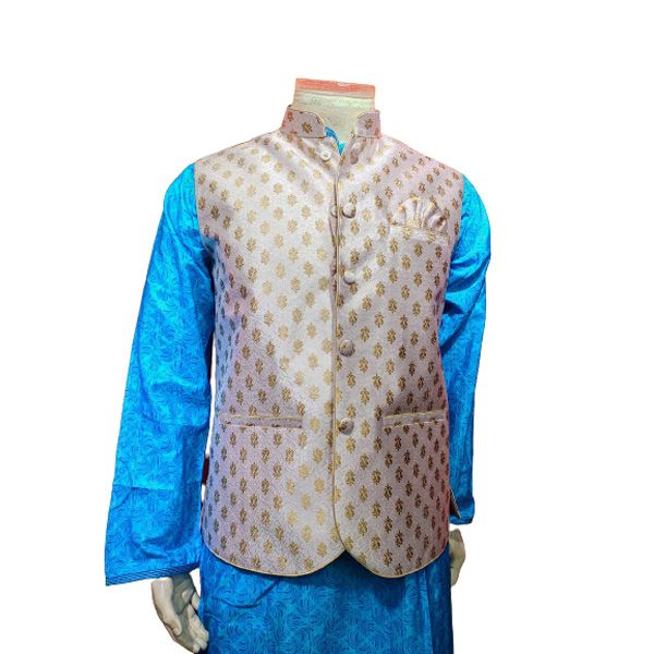 Exclusive  Indian Fabric Katan Koti Waistcoat Vest For Men
