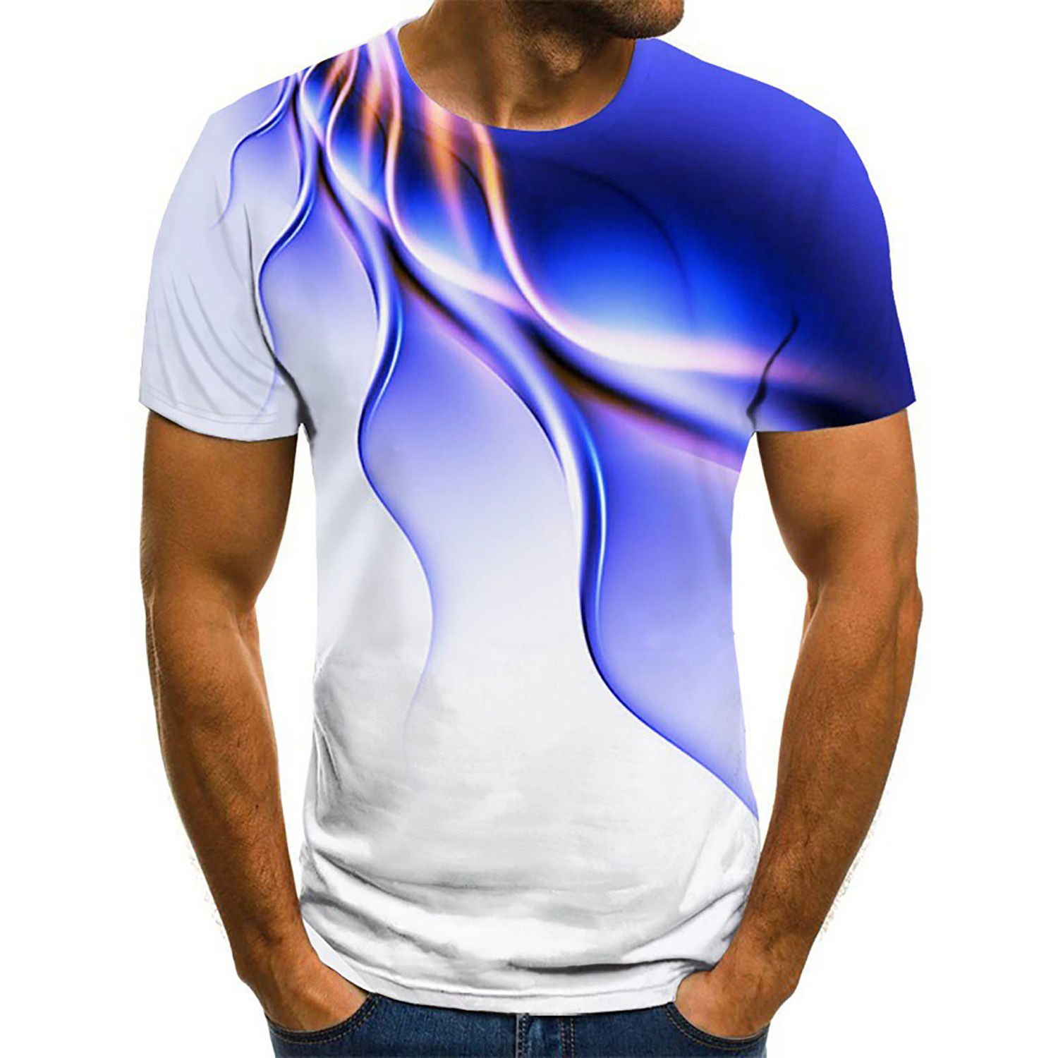 Tee Top Haome 3D Pattern Men Slim Summer Top