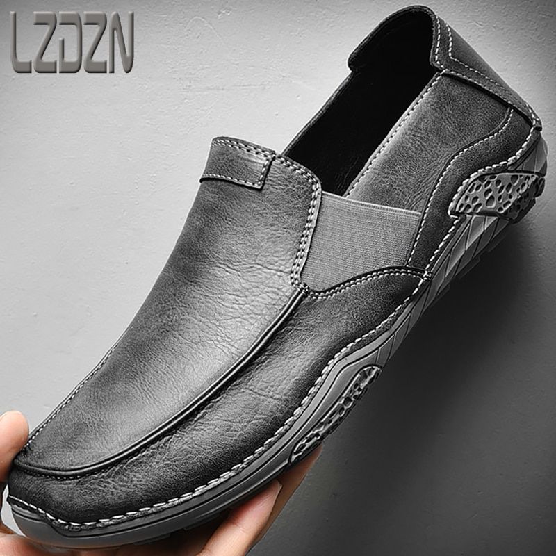 Loafers For Men Shoes Dress Men's Leather Boat Black Work Shoe Casual Driving Handmade Big Size Large Moccasins Slip Ons