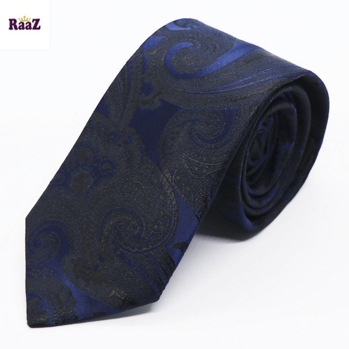 Navy Blue Floral Men Premium Embroidery Cotton Silk Neck Tie