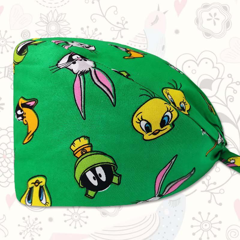 Cartoon Printed Cotton Adjustable Ladies Nurse Cap Surgical Cap Female Veterinarian Pet Shop Scrub Cap Dentist Scrub Cap