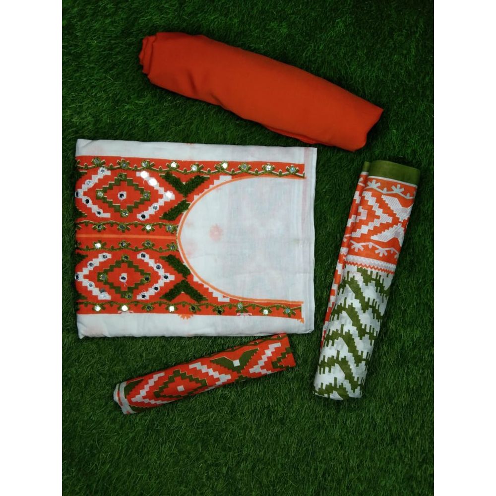 100% pure cotton three piece with aari work